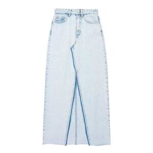 ZARA front slit washed denim skirt